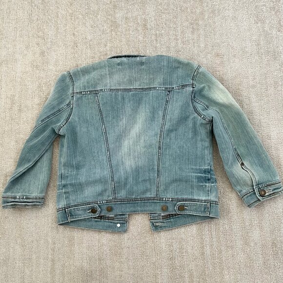 Forever 21 Distressed Blue Denim Jean Jacket S - Picture 4 of 10